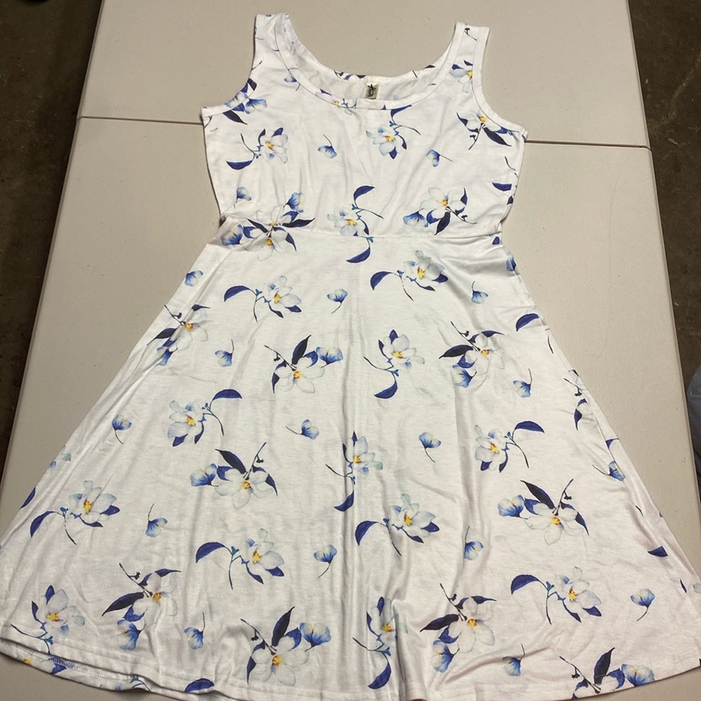 Herou Women Summer Slim Sleeveless Scoop Neck A-Line Flare Sun Dress Size Small